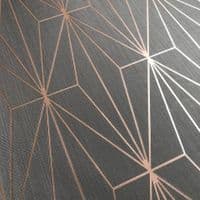 Muriva Kayla Luxury Geometric Charcoal & Rose Gold 703015 Wallpaper
